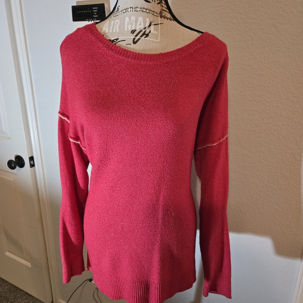 LC Lauren Conrad Vibrant Pink Crew Neck Sweater